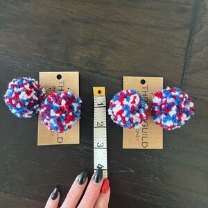 New- 2 pairs of pom pom earrings - game day, school spirit.